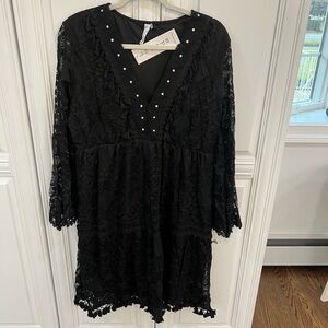 Chic Black Lace Long Sleeve Dress